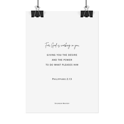 Philippians 2:13, Rolled Poster, Vertical