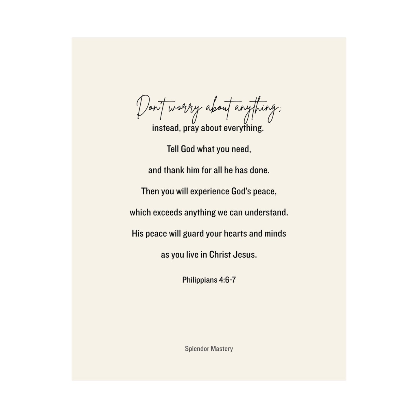 Philippians 4:6-7, Matte Vertical Poster