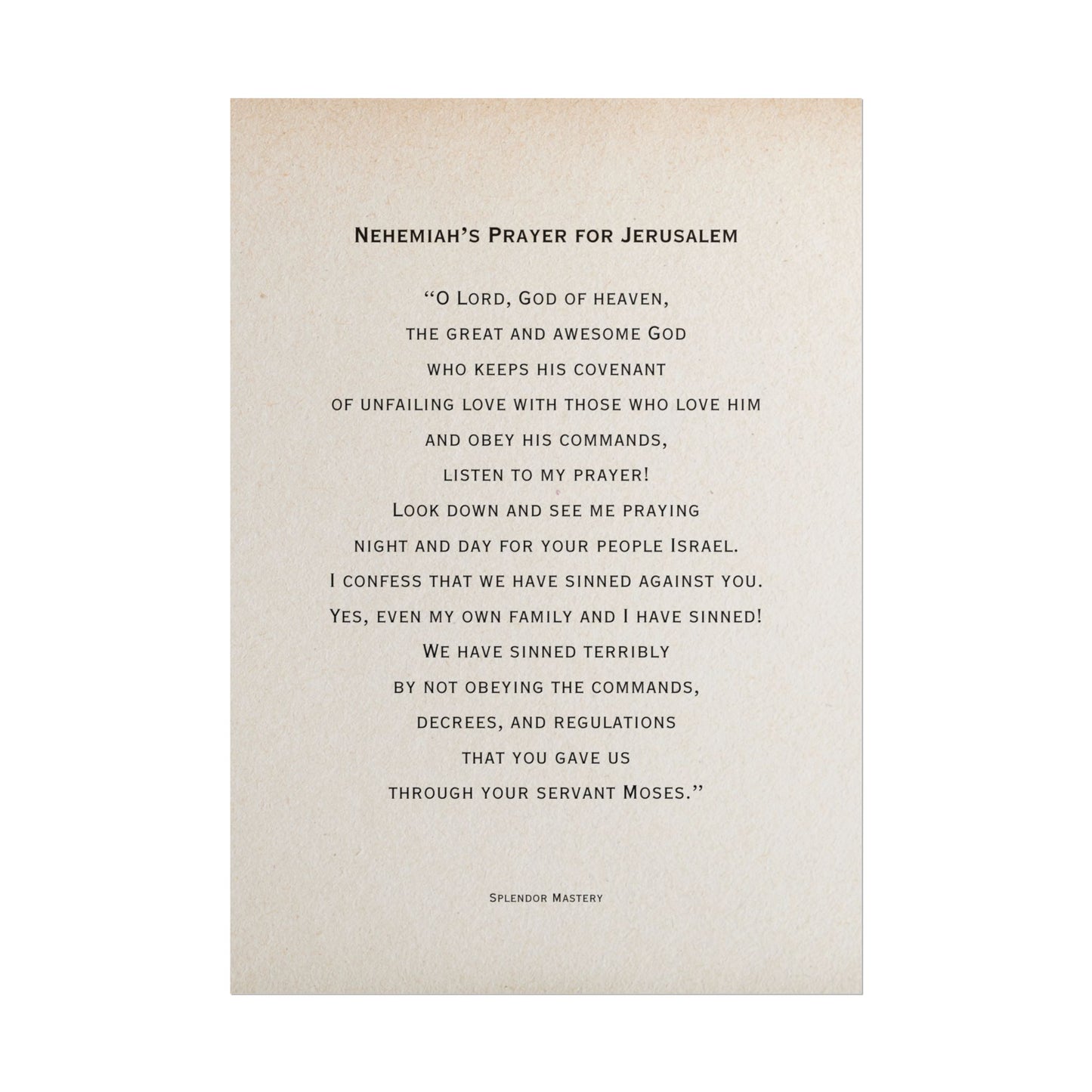 Nehemiah's Prayer for Jerusalem, Poster