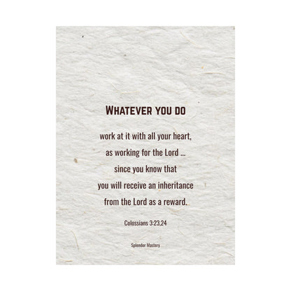 Colossians 3:23,24 Inspirational Matte Vertical Poster
