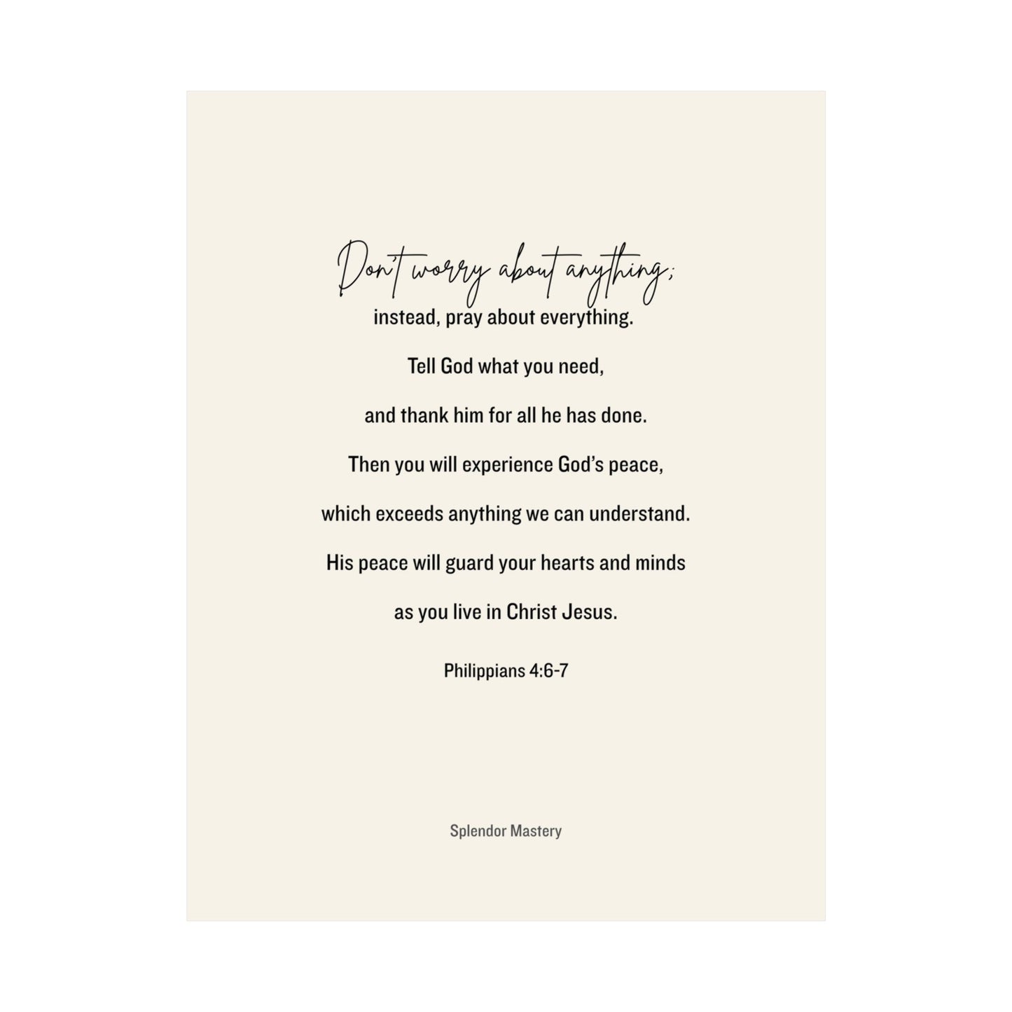 Philippians 4:6-7, Matte Vertical Poster