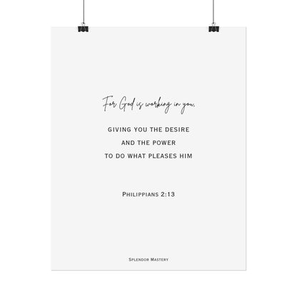 Philippians 2:13, Rolled Poster, Vertical