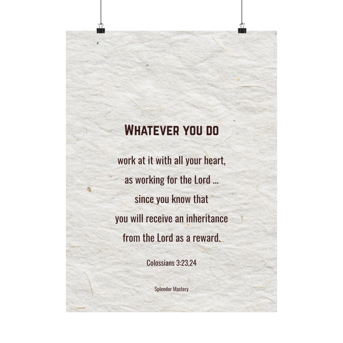 Colossians 3:23,24 Inspirational Matte Vertical Poster