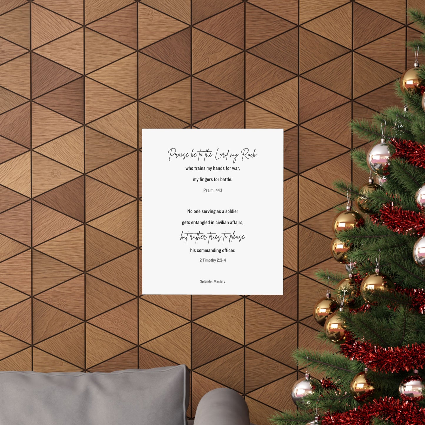 Psalm 144:1 and 2 Timothy 2:3-4, Matte Vertical Poster