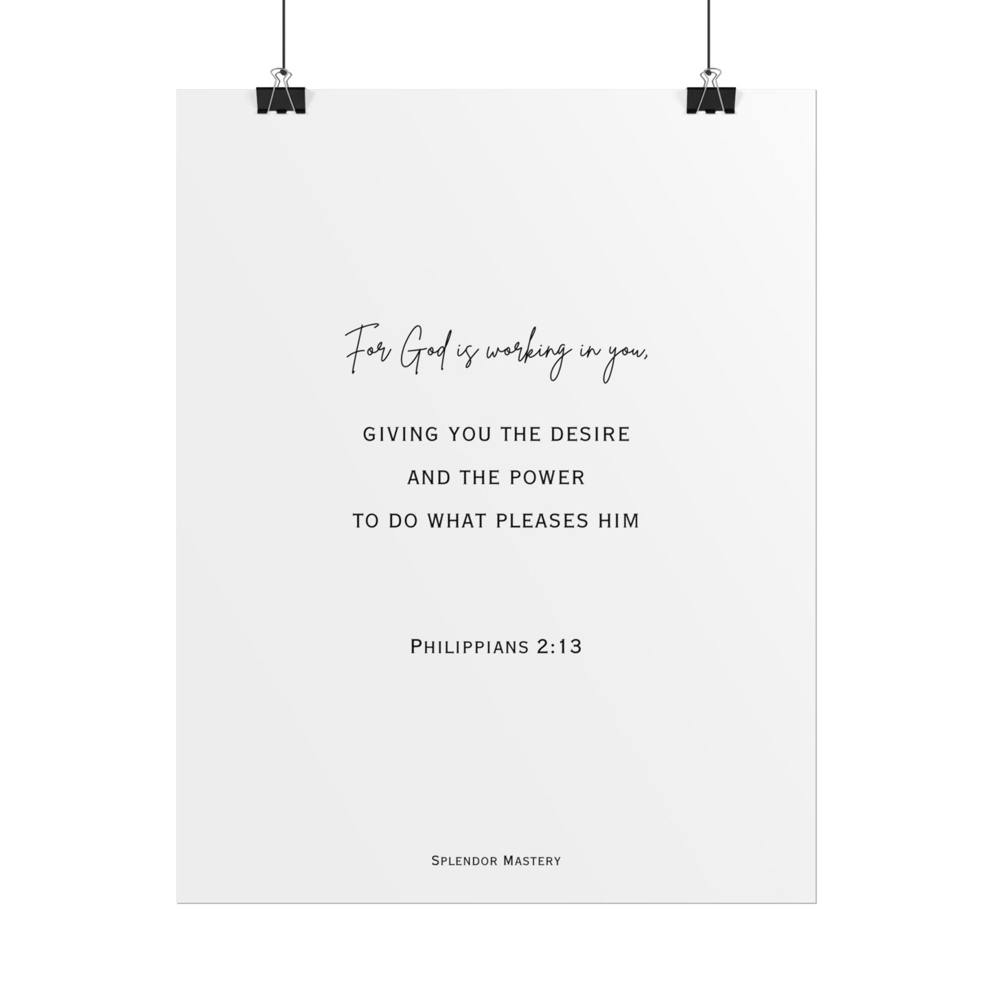 Philippians 2:13, Rolled Poster, Vertical