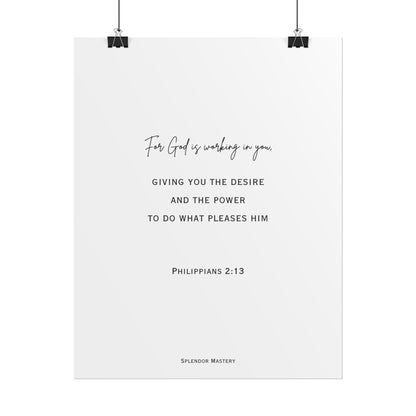 Philippians 2:13, Rolled Poster, Vertical