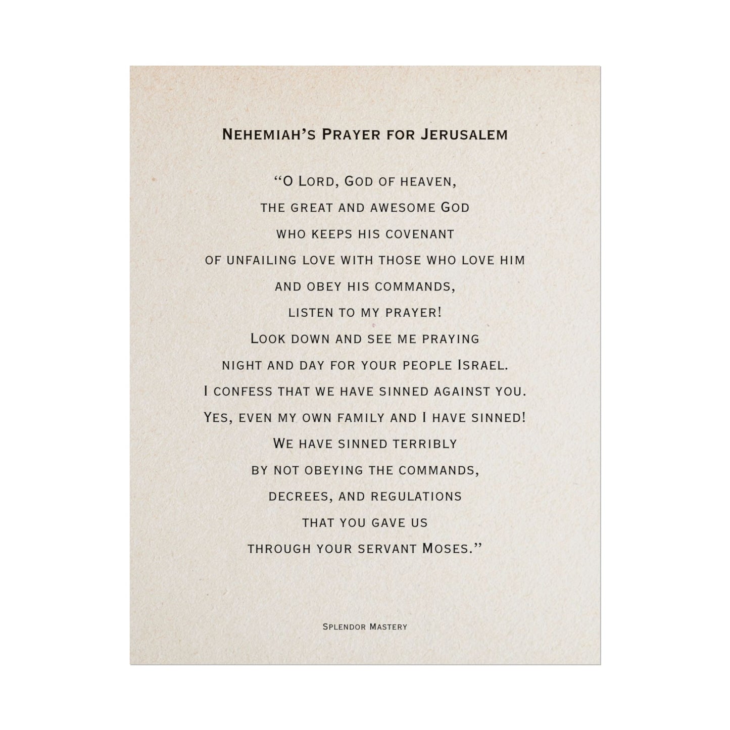 Nehemiah's Prayer for Jerusalem, Poster