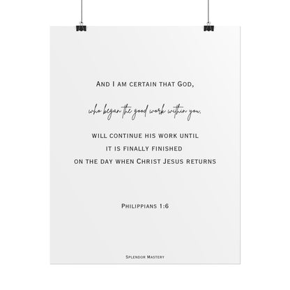 Philippians 1:6, Rolled Poster, Vertical