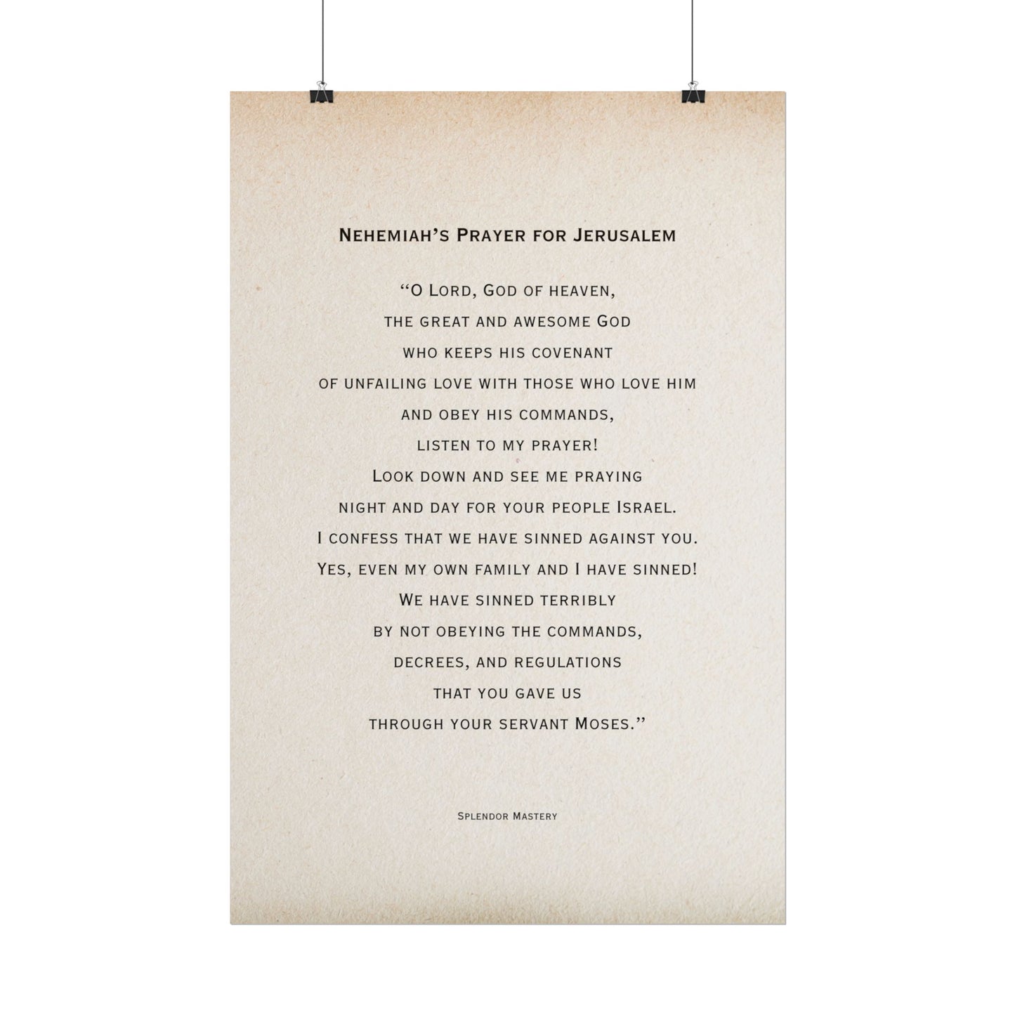 Nehemiah's Prayer for Jerusalem, Poster