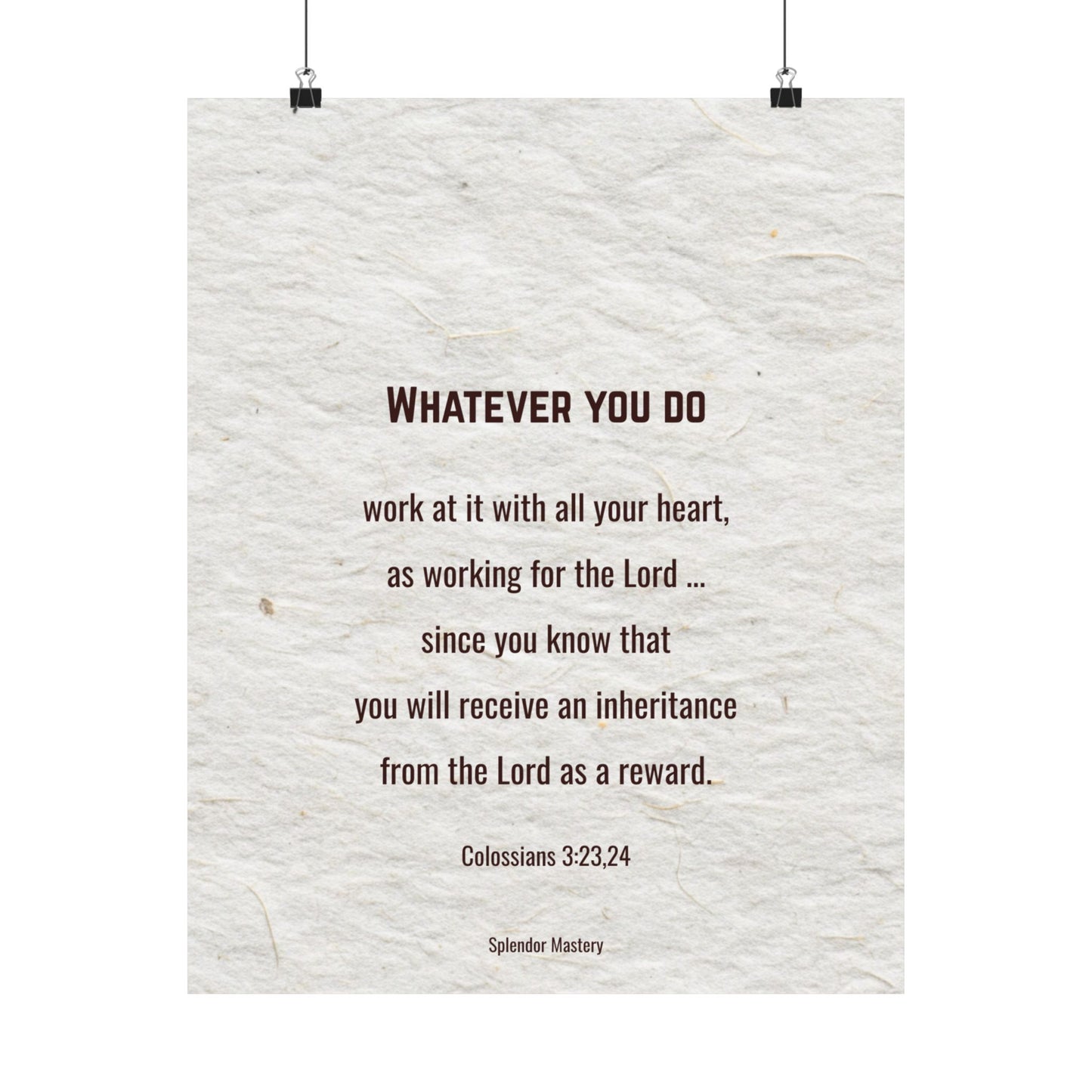 Colossians 3:23,24 Inspirational Matte Vertical Poster
