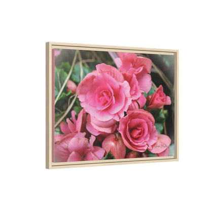 Pink Flowers - Matte Canvas, Framed (Natural)