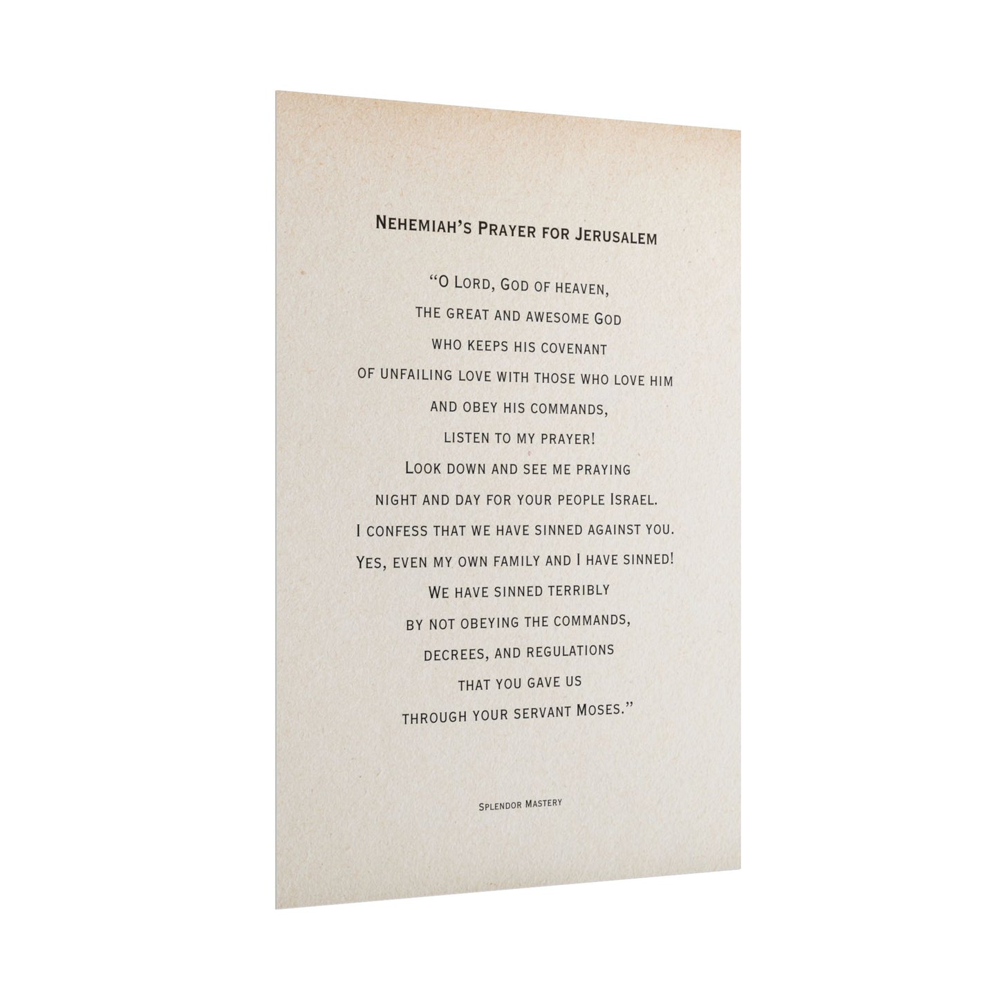 Nehemiah's Prayer for Jerusalem, Poster