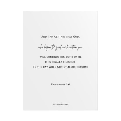 Philippians 1:6, Rolled Poster, Vertical