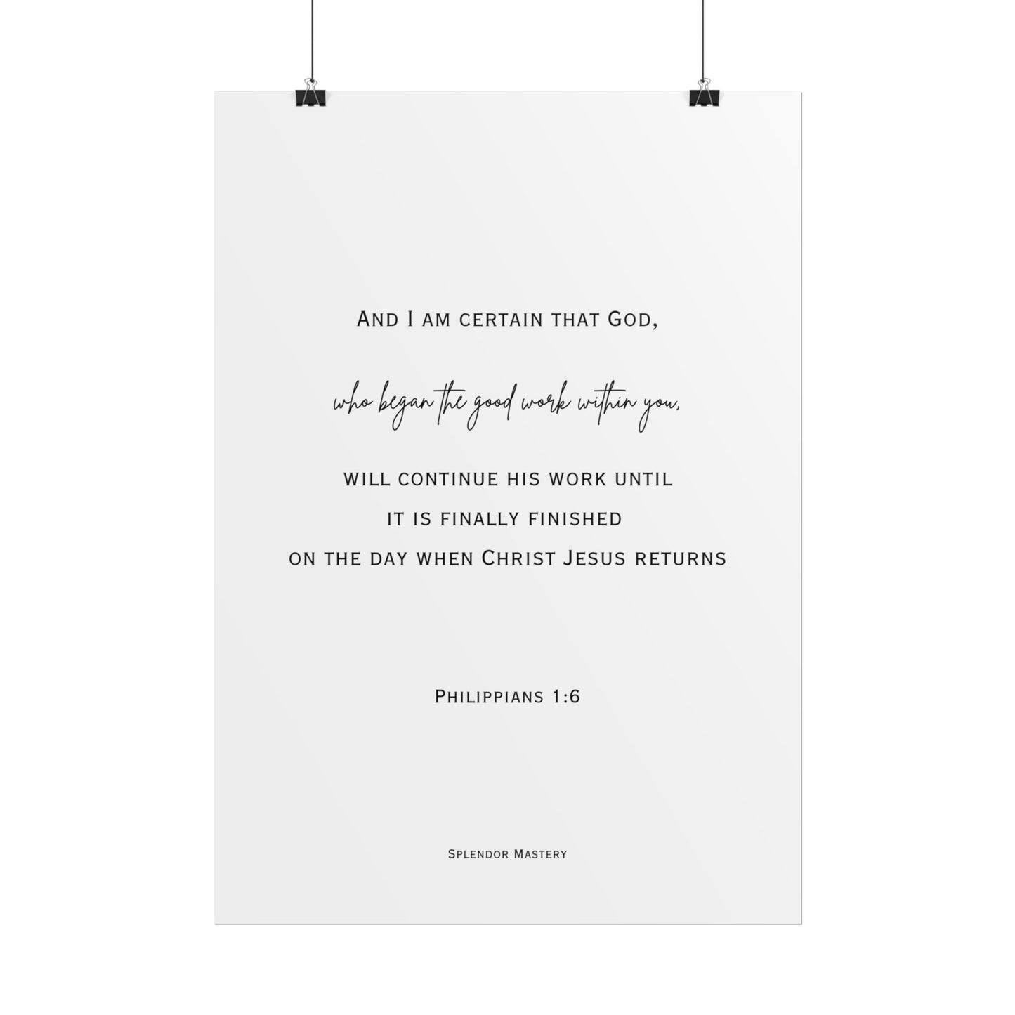 Philippians 1:6, Rolled Poster, Vertical