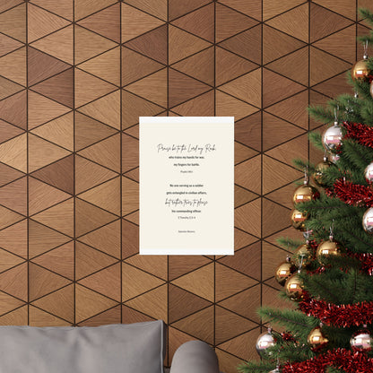 Psalm 144:1 and 2 Timothy 2:3-4, Beige Matte Vertical Poster