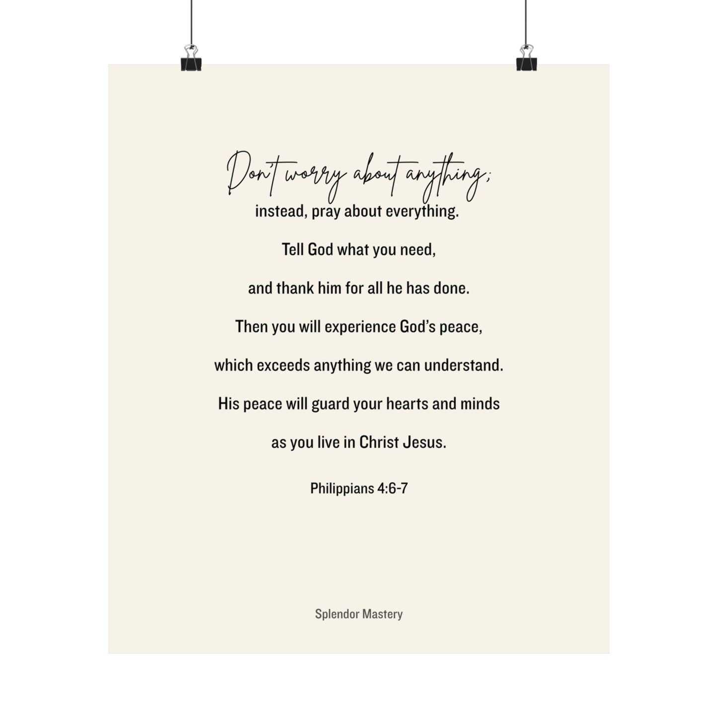 Philippians 4:6-7, Matte Vertical Poster