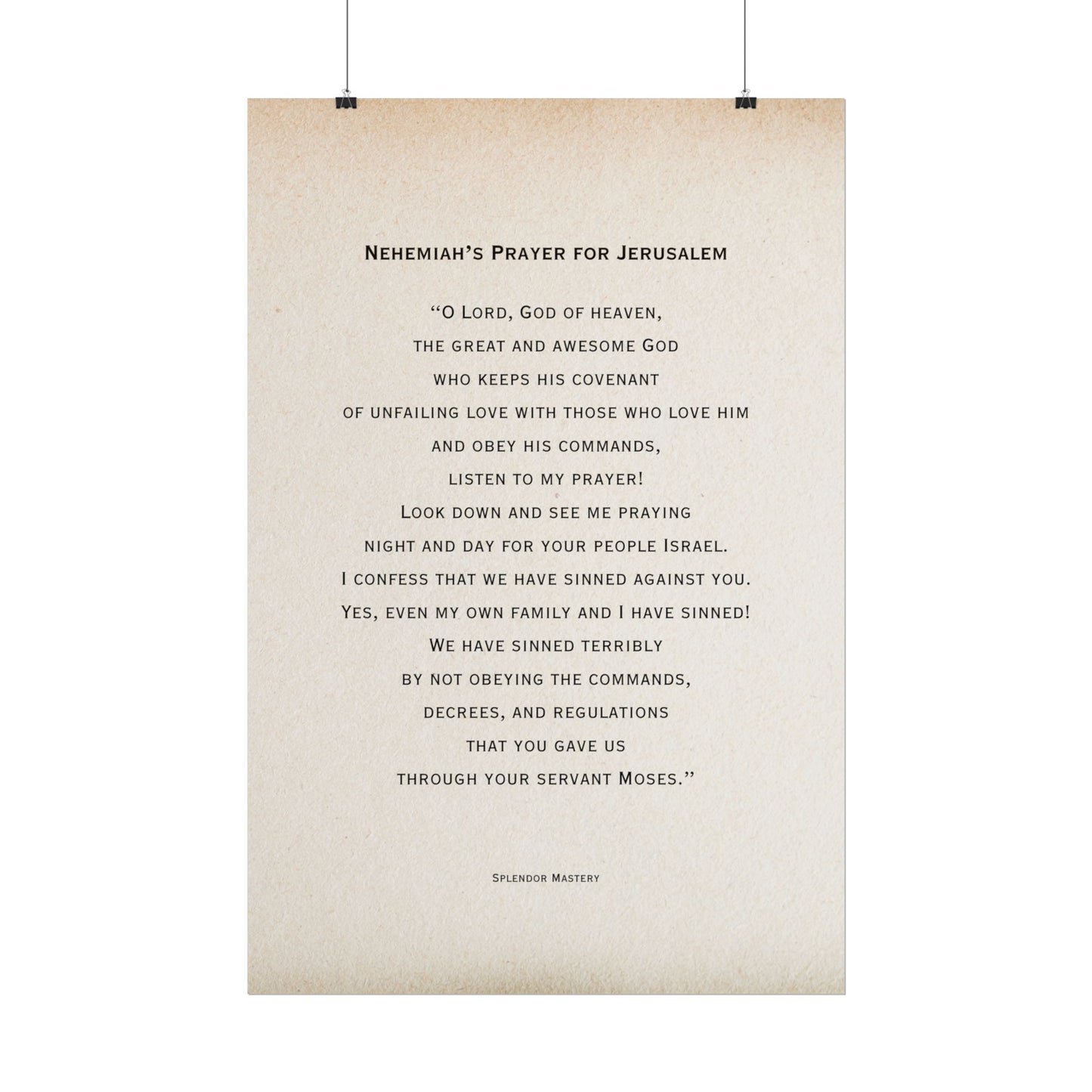 Nehemiah's Prayer for Jerusalem, Poster