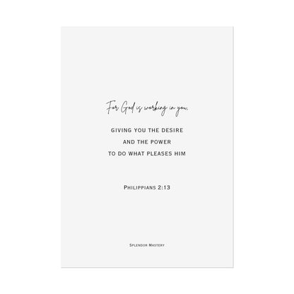 Philippians 2:13, Rolled Poster, Vertical