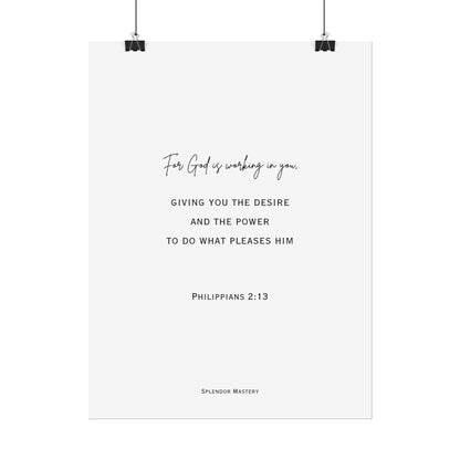 Philippians 2:13, Rolled Poster, Vertical