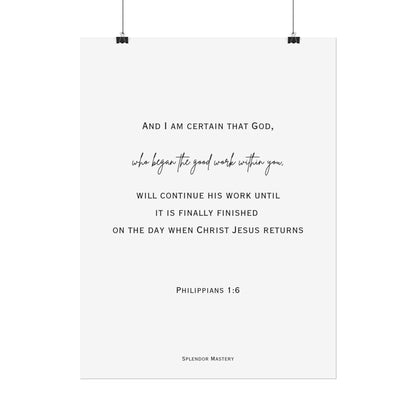 Philippians 1:6, Rolled Poster, Vertical