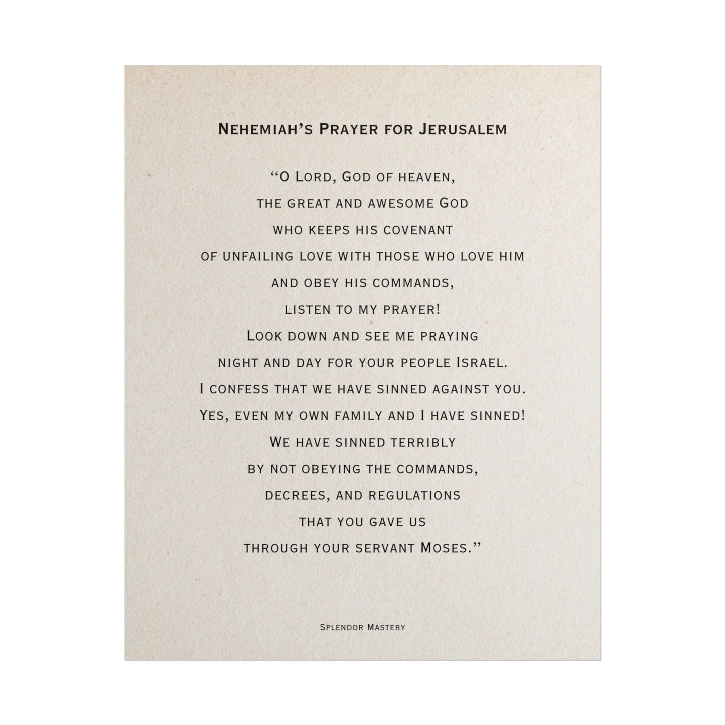 Nehemiah's Prayer for Jerusalem, Poster