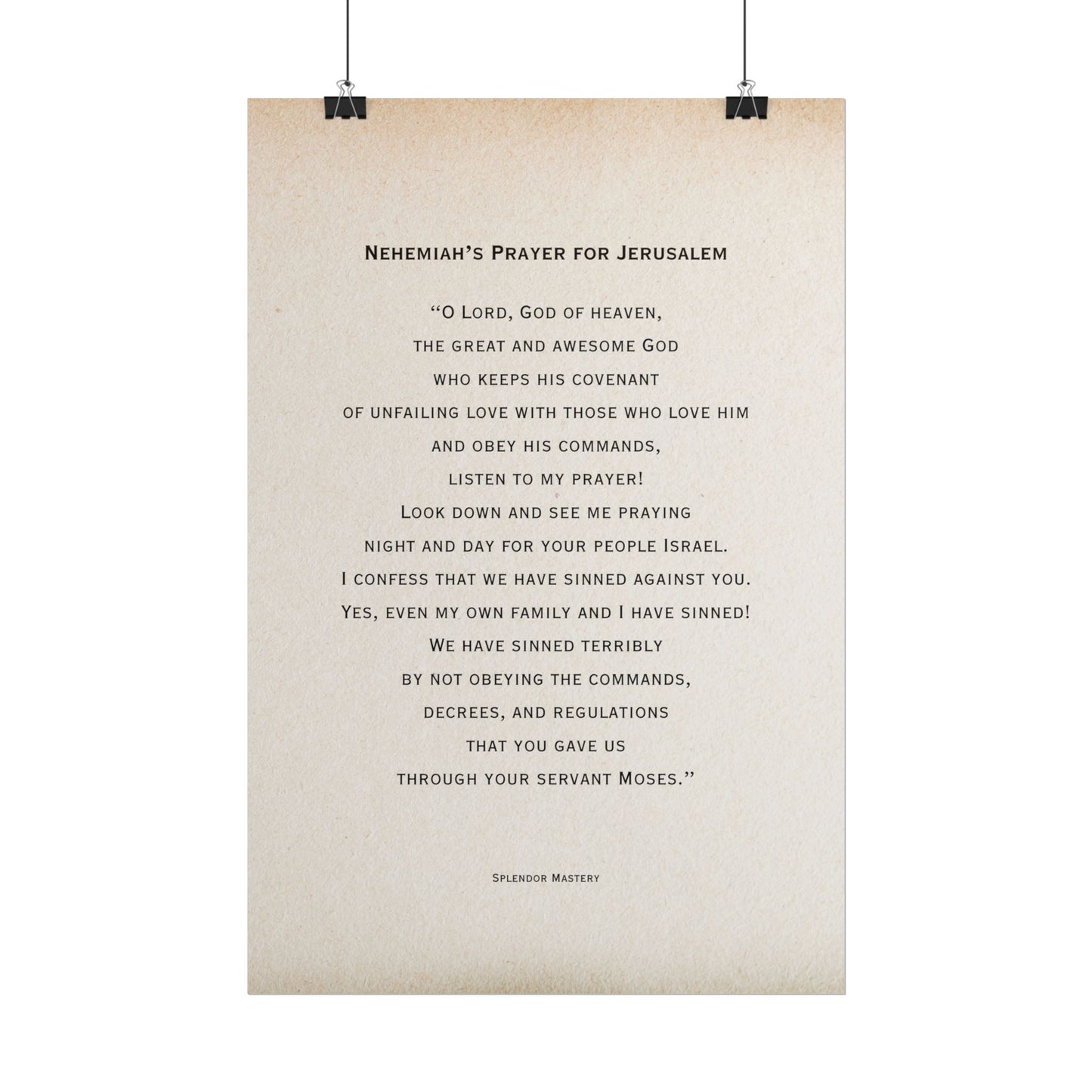 Nehemiah's Prayer for Jerusalem, Poster