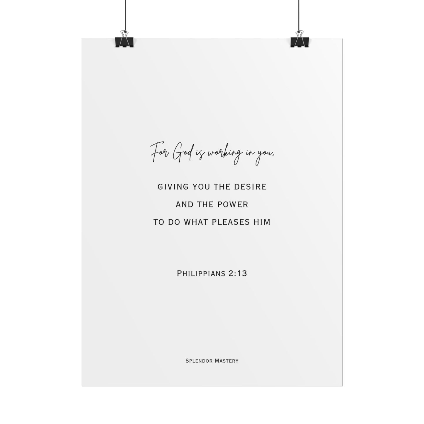 Philippians 2:13, Rolled Poster, Vertical