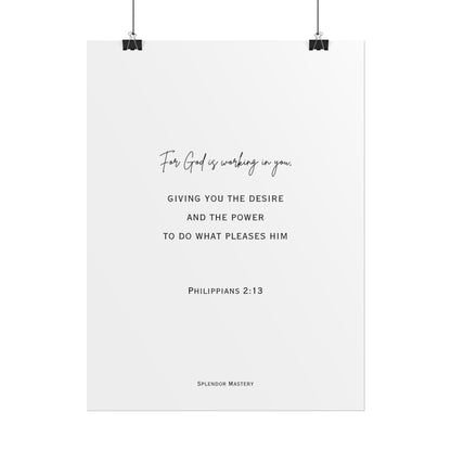 Philippians 2:13, Rolled Poster, Vertical