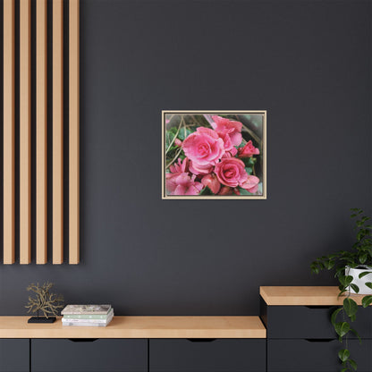 Pink Flowers - Matte Canvas, Framed (Natural)