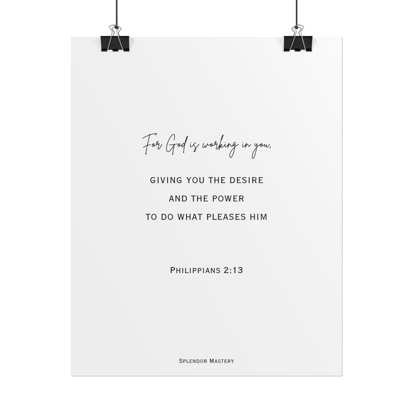 Philippians 2:13, Rolled Poster, Vertical