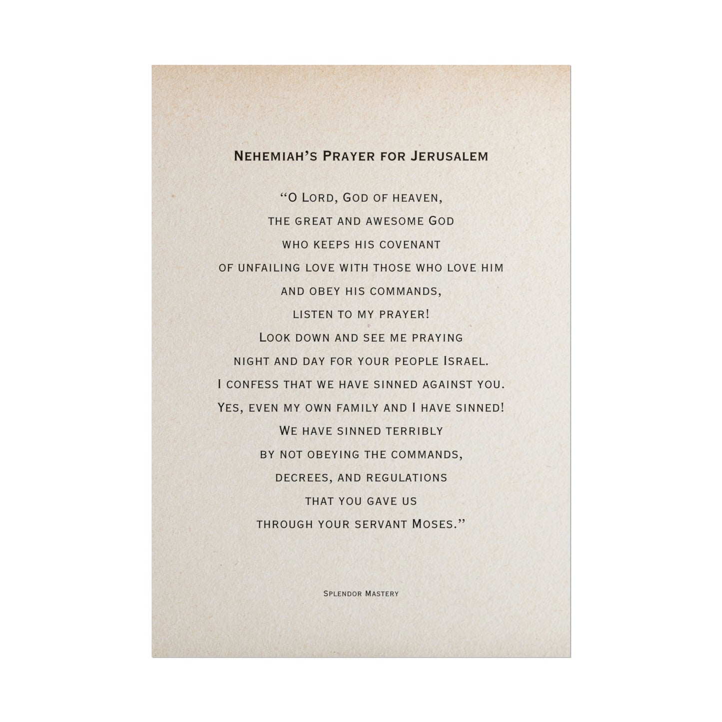 Nehemiah's Prayer for Jerusalem, Poster