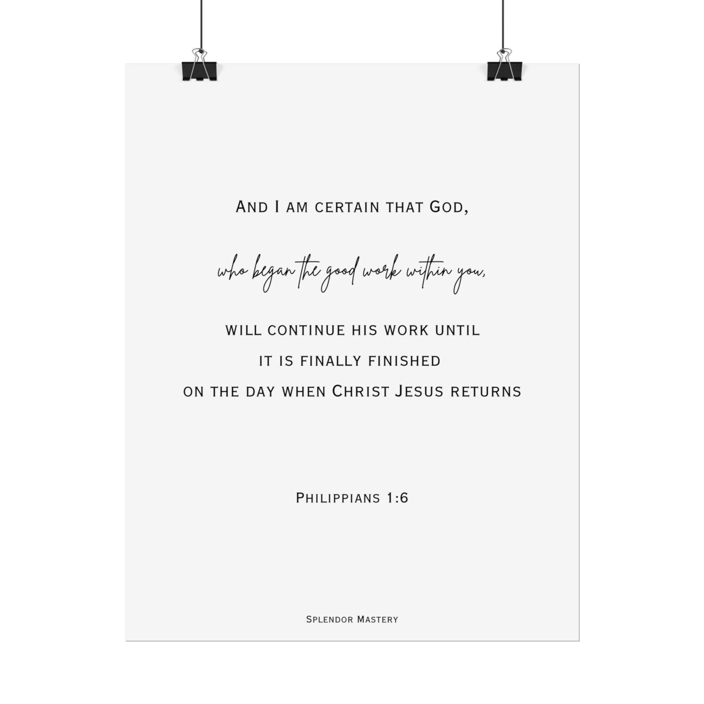 Philippians 1:6, Rolled Poster, Vertical