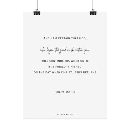 Philippians 1:6, Rolled Poster, Vertical