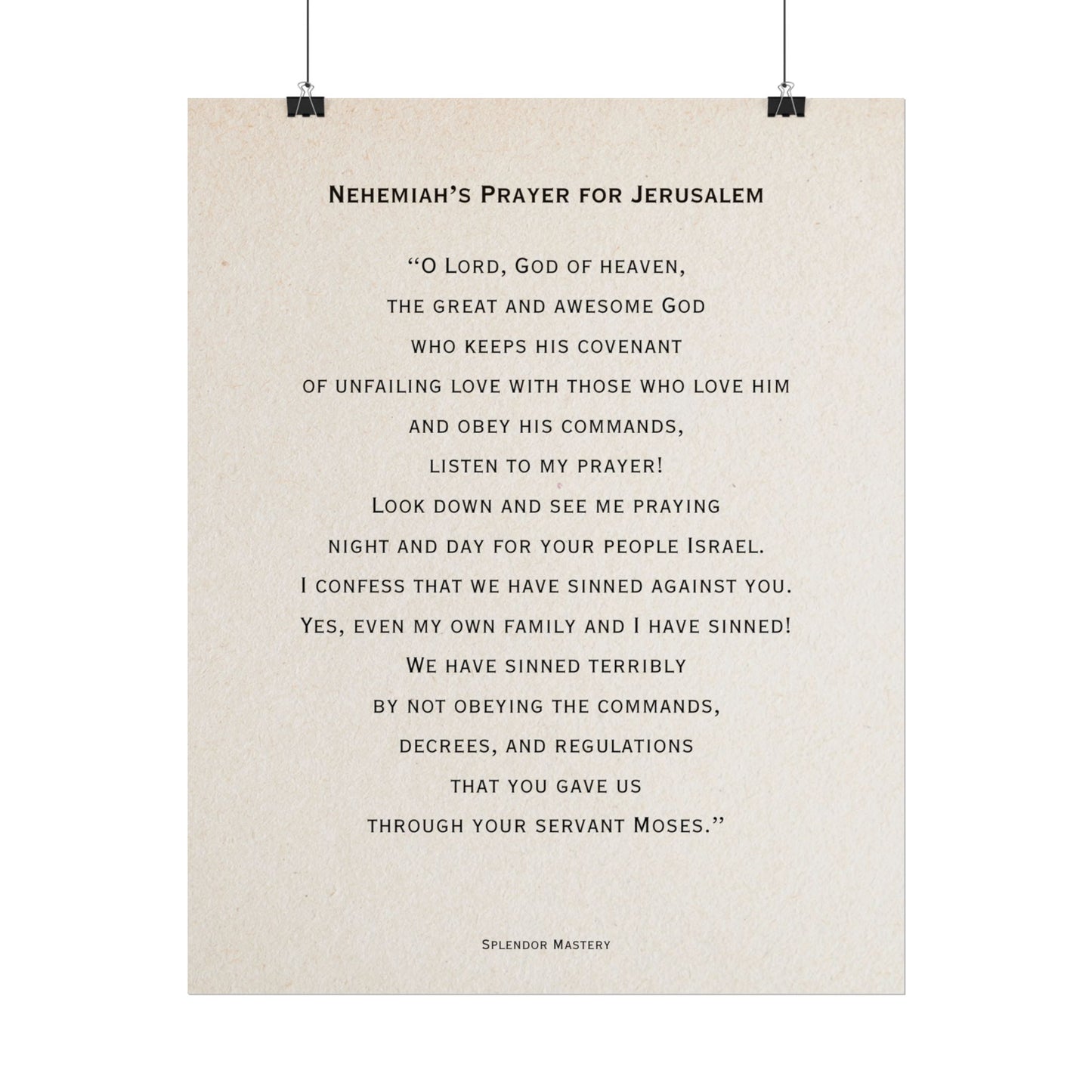 Nehemiah's Prayer for Jerusalem, Poster