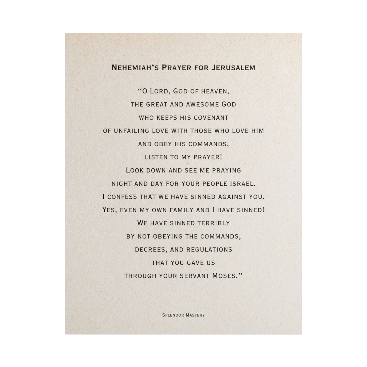 Nehemiah's Prayer for Jerusalem, Poster