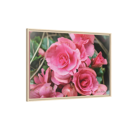 Pink Flowers - Matte Canvas, Framed (Natural)