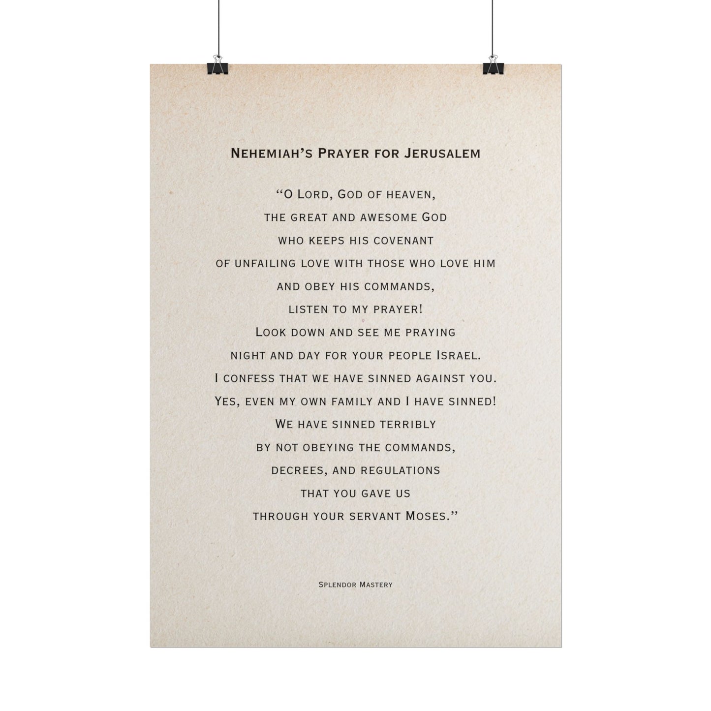 Nehemiah's Prayer for Jerusalem, Poster