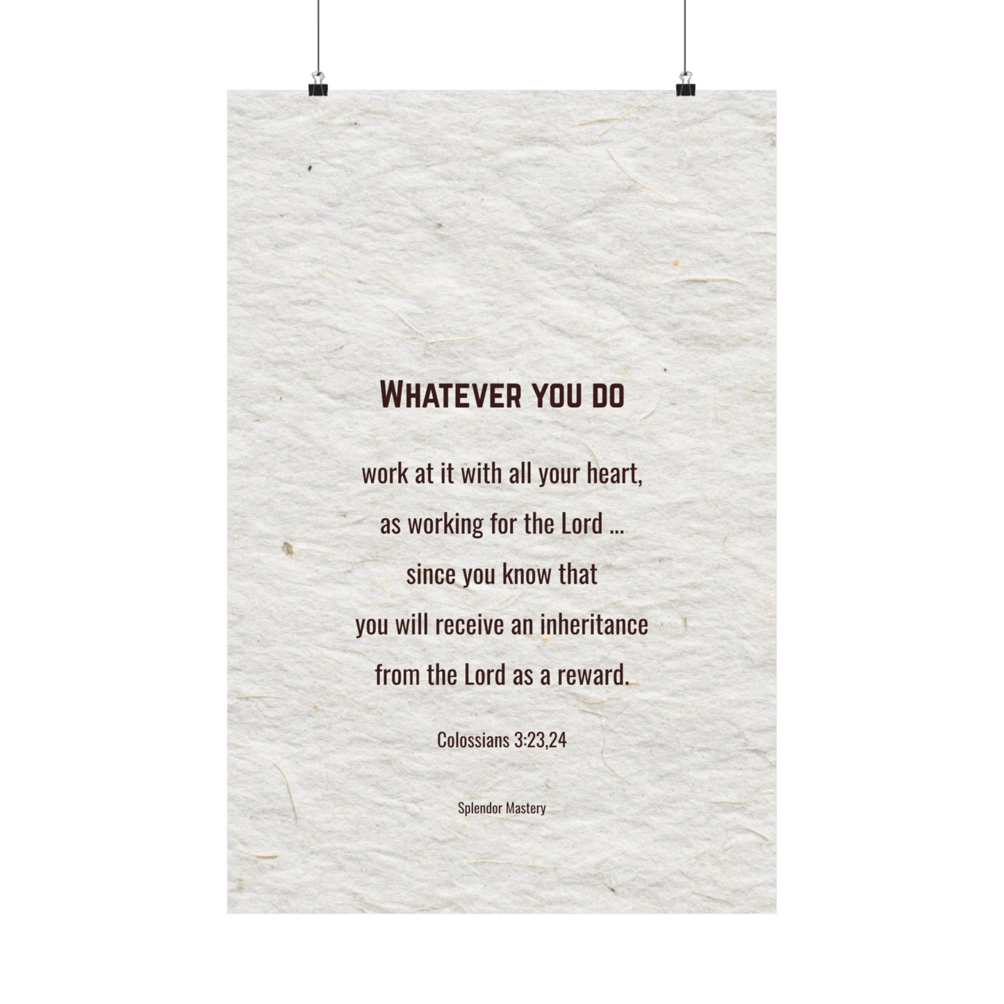 Colossians 3:23,24 Inspirational Matte Vertical Poster