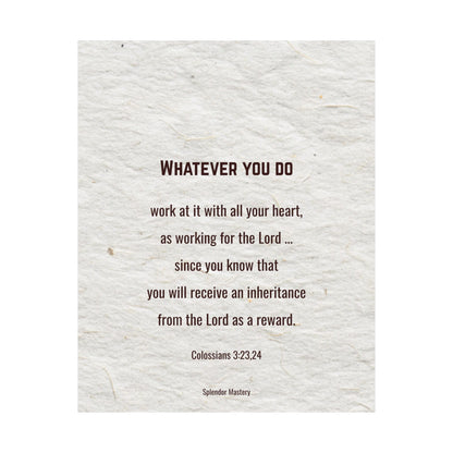 Colossians 3:23,24 Inspirational Matte Vertical Poster