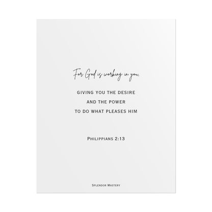 Philippians 2:13, Rolled Poster, Vertical