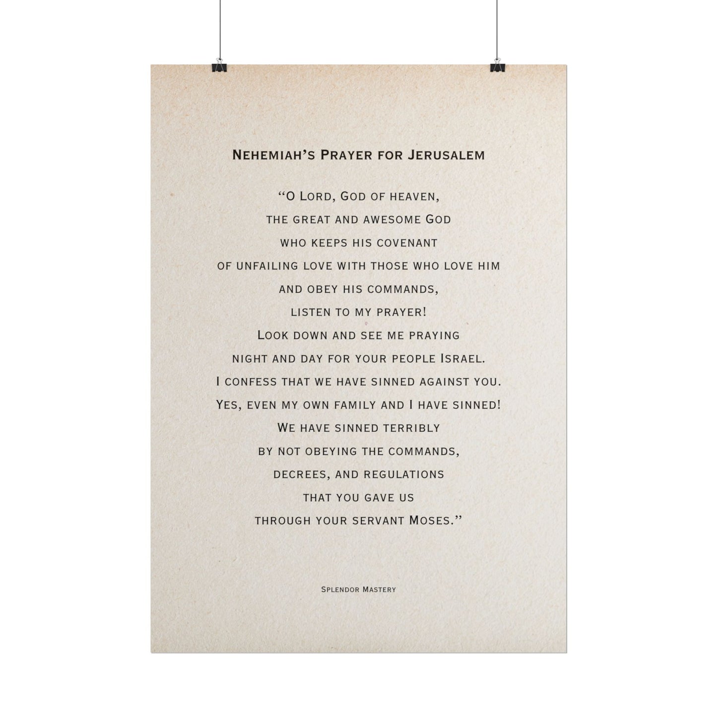 Nehemiah's Prayer for Jerusalem, Poster