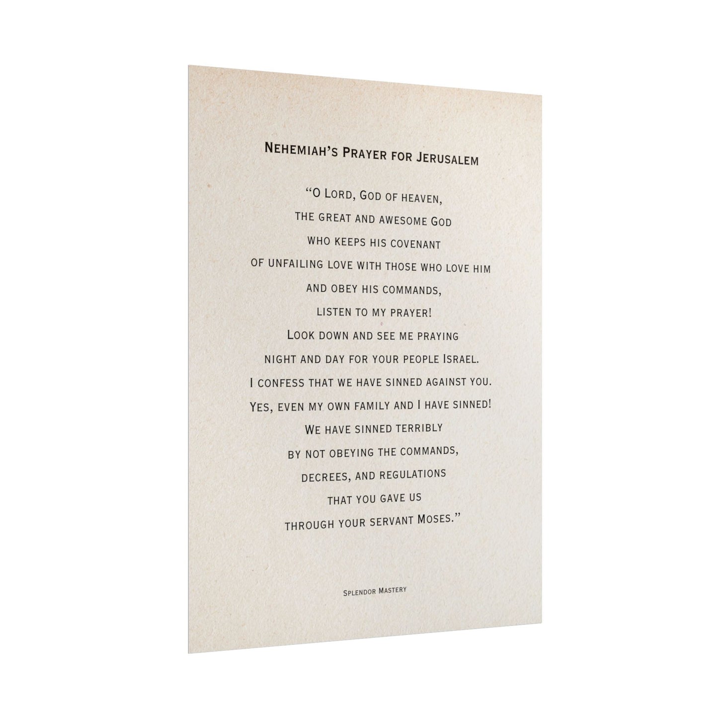 Nehemiah's Prayer for Jerusalem, Poster