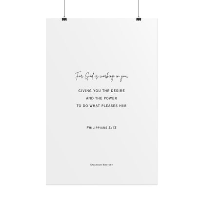 Philippians 2:13, Rolled Poster, Vertical