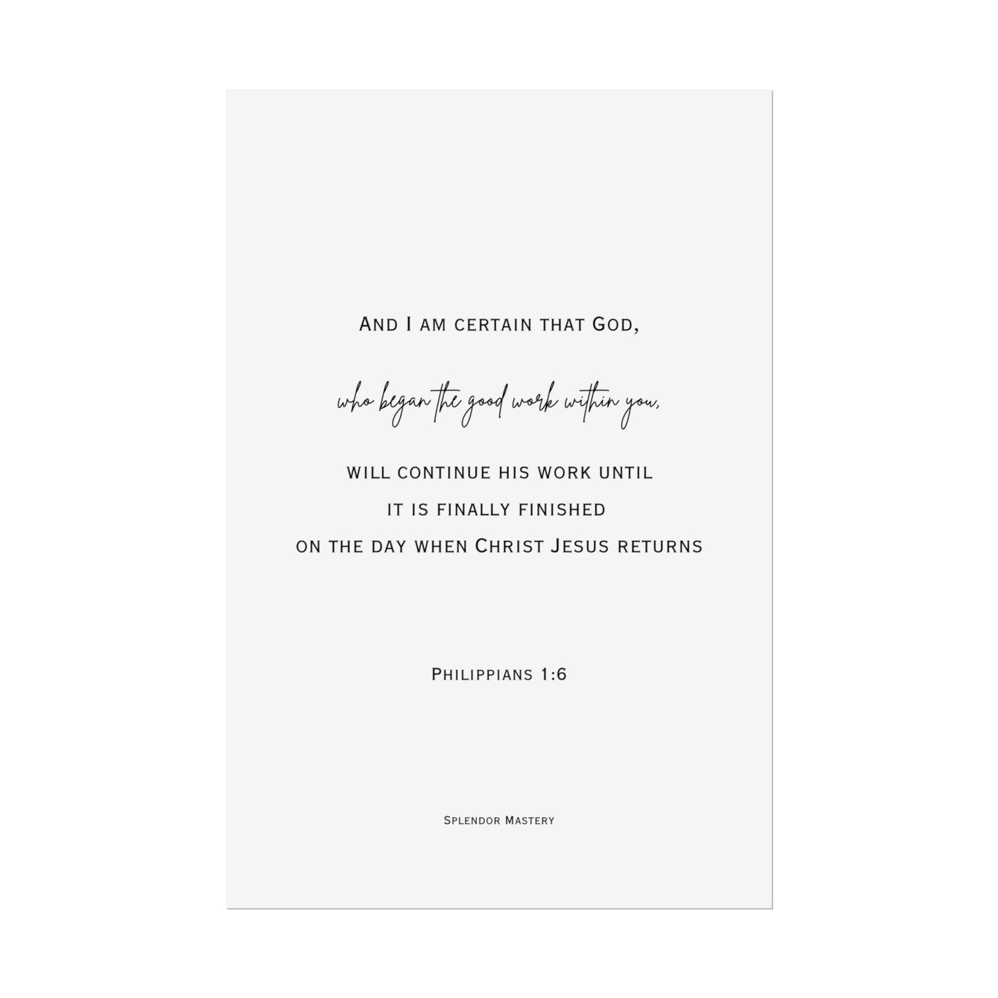 Philippians 1:6, Rolled Poster, Vertical