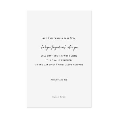Philippians 1:6, Rolled Poster, Vertical