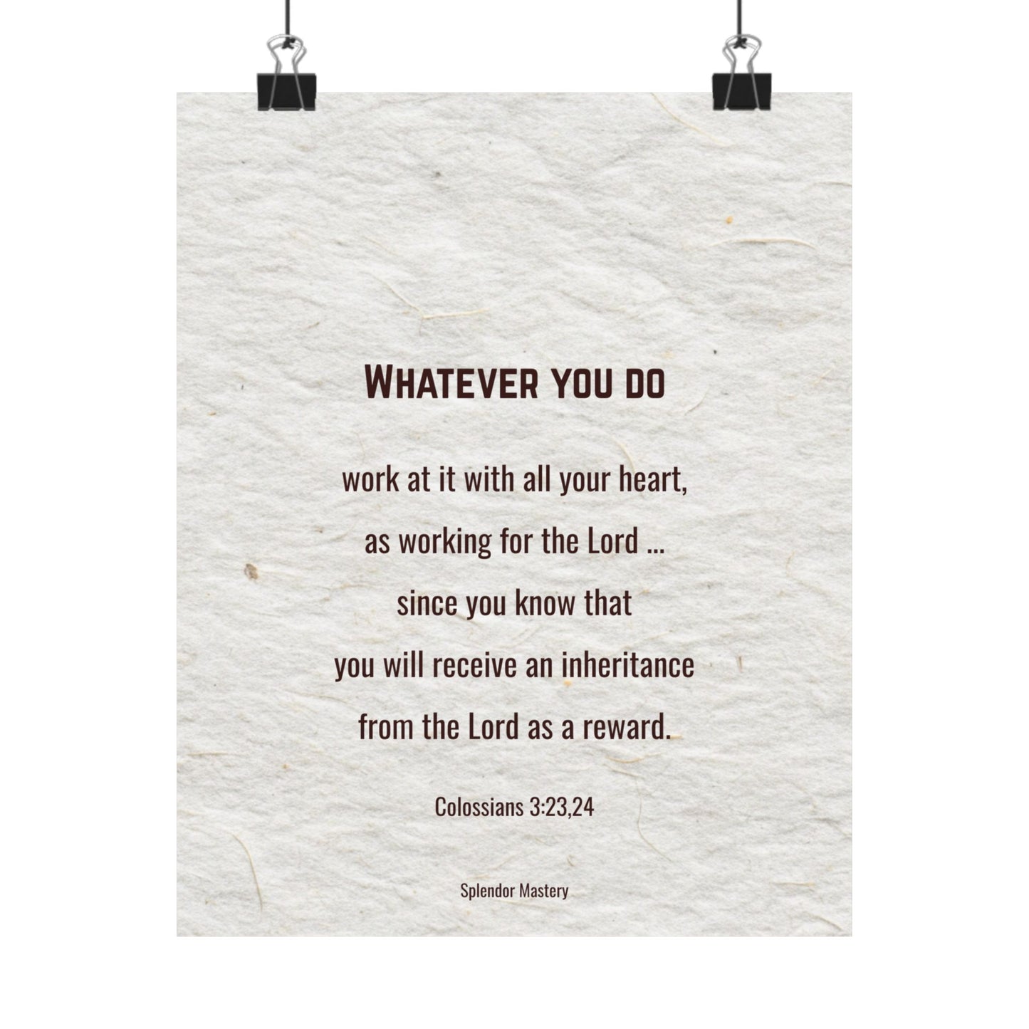 Colossians 3:23,24 Inspirational Matte Vertical Poster