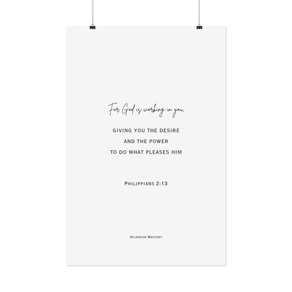 Philippians 2:13, Rolled Poster, Vertical