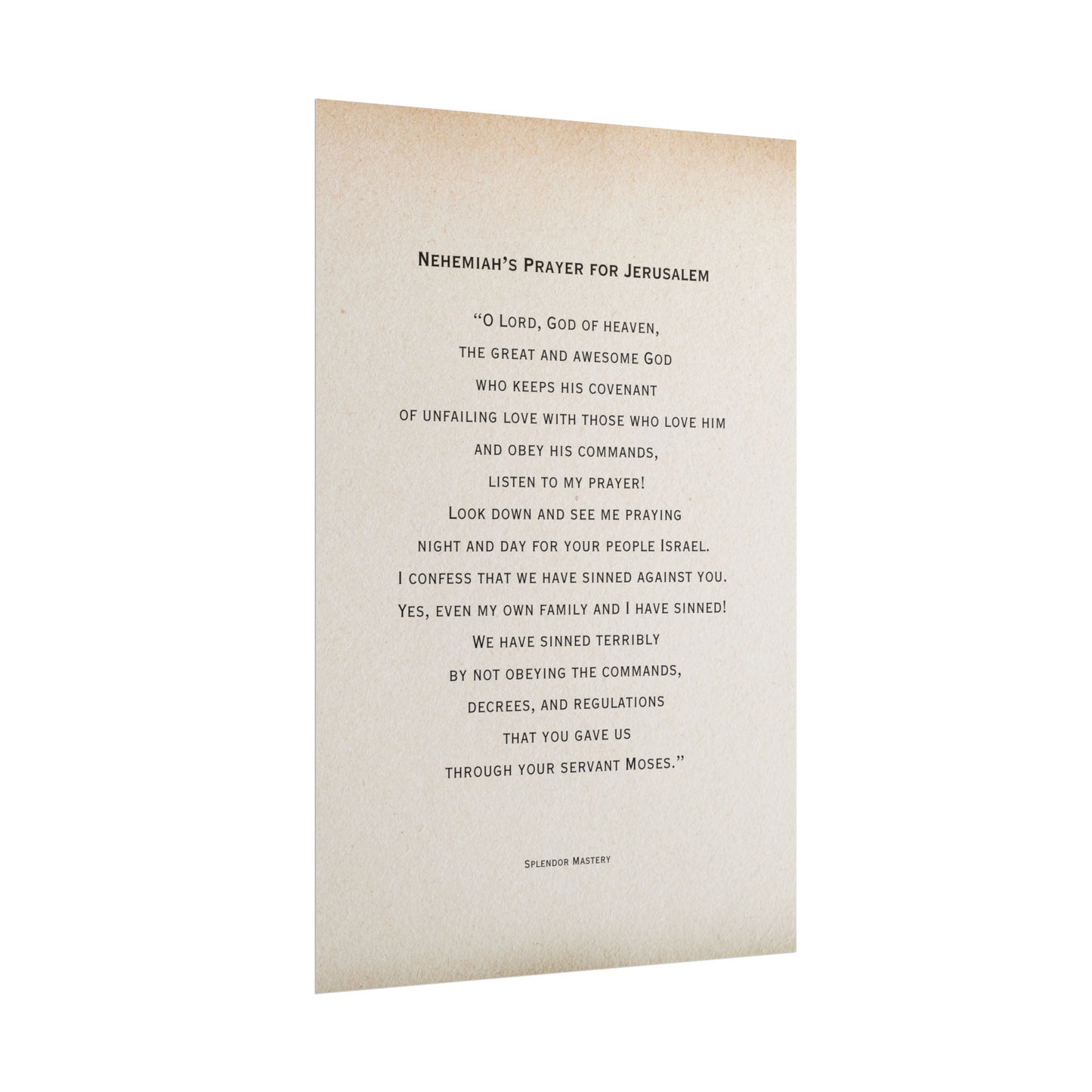Nehemiah's Prayer for Jerusalem, Poster