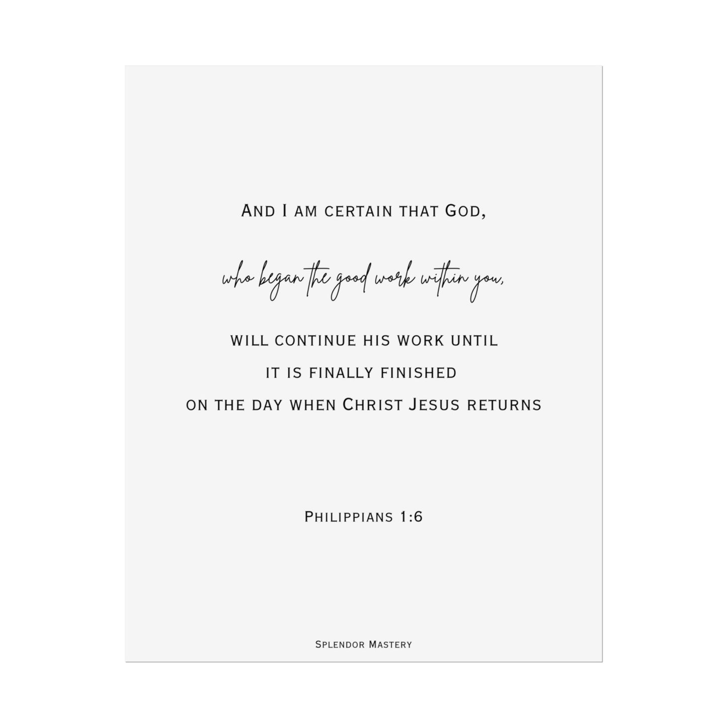 Philippians 1:6, Rolled Poster, Vertical