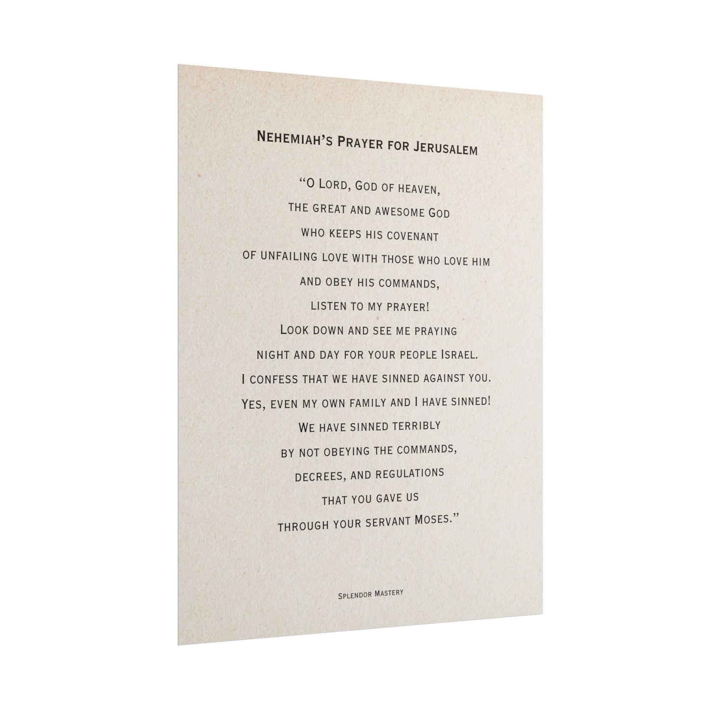 Nehemiah's Prayer for Jerusalem, Poster